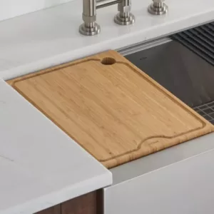 KRAUS 12 in. Solid Bamboo Workstation Kitchen Sink Cutting Board