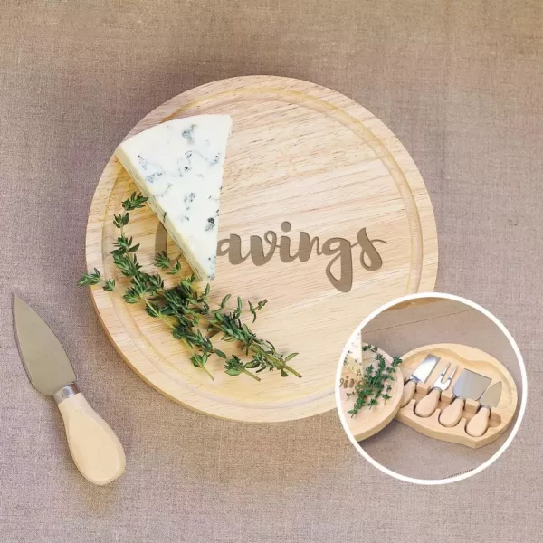 Cathy's Concepts "Cravings" 8 in. Wood Gourmet 5-Piece Cheese Board Set