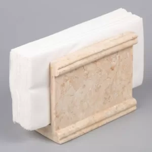 Creative Home Beige Natural Champagne Marble Column Collection Dinning Table Napkin Holder Stand Dispenser