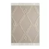 LR Home Fringe Tufted Geometric Beige / Cream Cotton Throw Blanket