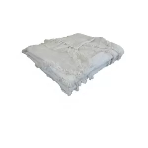 LR Resources LR Home Handmade Boho Farmhouse Natural - Off White Sofa Bed Throw Blanket with Fringe