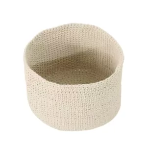 Noble House Derry Round Knitted Cotton Thread Sundries Basket, Beige