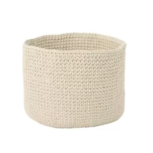 Noble House Derry Round Knitted Cotton Thread Sundries Basket, Beige