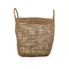 Zentique Cylindrical Sparsely Hand Woven Seagrass Large Basket with Handles