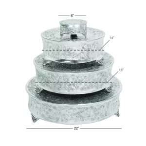 Benzara Silver Aluminum Cake Stand