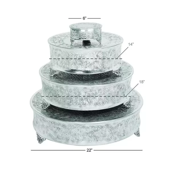 Benzara Silver Aluminum Cake Stand