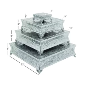 Benzara Silver Aluminum Cake Stand