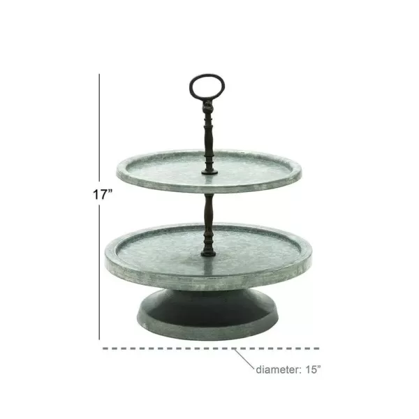 Benzara Amazingly Useful Metal 2-Tier Tray Stand