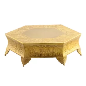 Benzara Hexagonal 14 in. Gold Metal Wedding Cake Stand