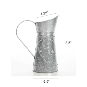 Benzara Gray decorative Galvanized Metal Pitcher