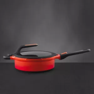 BergHOFF GEM Stay Cool 3.5 qt. Cast Aluminum Nonstick Saute Pan in Orange with Glass Lid