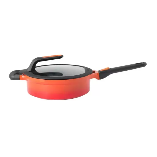 BergHOFF GEM Stay Cool 3.5 qt. Cast Aluminum Nonstick Saute Pan in Orange with Glass Lid