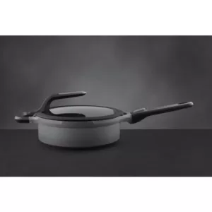 BergHOFF GEM Stay Cool 3.5 qt. Cast Aluminum Nonstick Saute Pan in Gray with Glass Lid