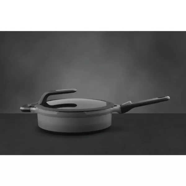 BergHOFF GEM Stay Cool 3.2 qt. Cast Aluminum Nonstick Saute Pan in Gray with Glass Lid