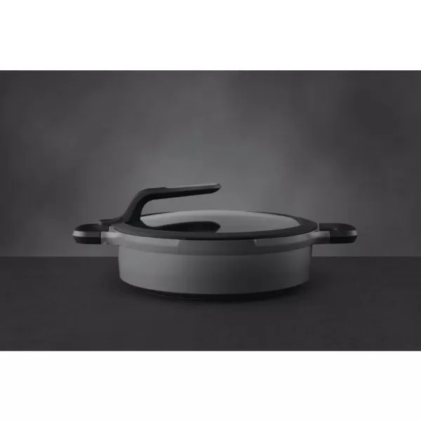 BergHOFF GEM Stay Cool 4.9 qt. Cast Aluminum Nonstick Saute Pan in Gray with Glass Lid