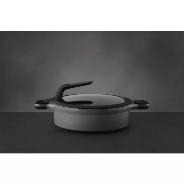 BergHOFF GEM Stay Cool 4.1 qt. Cast Aluminum Nonstick Saute Pan in Gray with Glass Lid