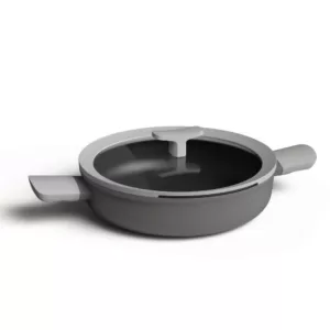 BergHOFF Leo 3.1 qt. Aluminum Nonstick Saute Pan in Grey with Glass Lid and Dual Handles