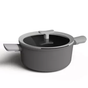 BergHOFF Leo 4.6 qt. Aluminum Nonstick Stock Pot in Grey with Glass Lid