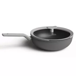 BergHOFF Leo 11 in. Aluminum Nonstick Wok in Grey with Glass Lid