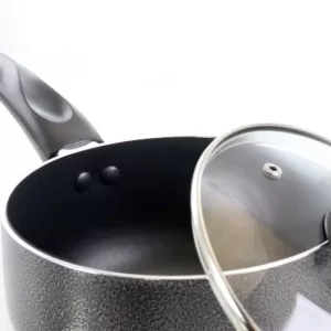 Better Chef 2 qt. Aluminum Nonstick Sauce Pan in Gray with Glass Lid