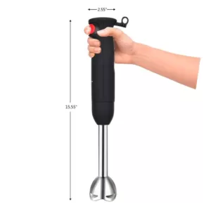 Boyel Living 8-Speed 500-Watt Black Stainless Steel Control 5-in-1 Multi-Purpose Immersion Hand Blender Set