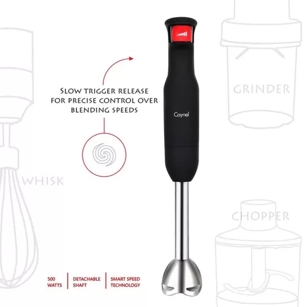 Boyel Living 8-Speed 500-Watt Black Stainless Steel Control 5-in-1 Multi-Purpose Immersion Hand Blender Set