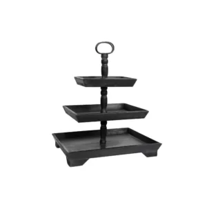 3R Studios Black Wood Three Tier Decorative Tray