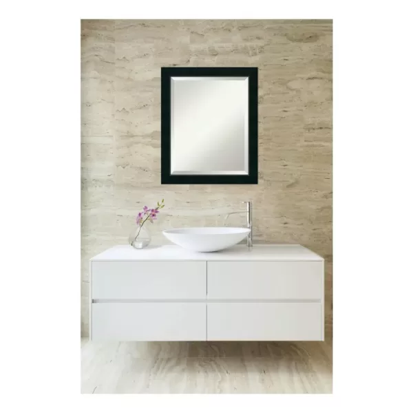 Amanti Art Nero 19 in. W x 23 in. H Framed Rectangular Bathroom Vanity Mirror in Black