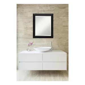 Amanti Art Nero 20 in. W x 24 in. H Framed Rectangular Beveled Edge Bathroom Vanity Mirror in Black