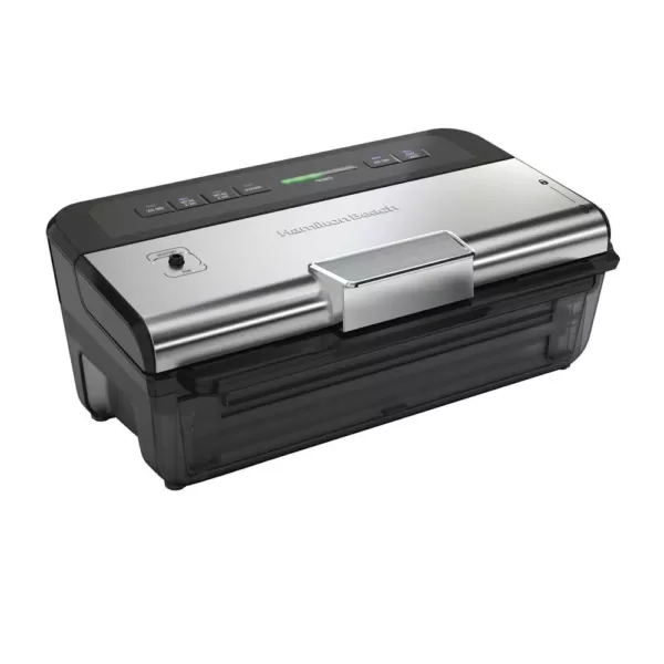 Hamilton Beach NutriFresh Black and Silver Food Vacuum Sealer with 2-Roll Storage and Starter Kit