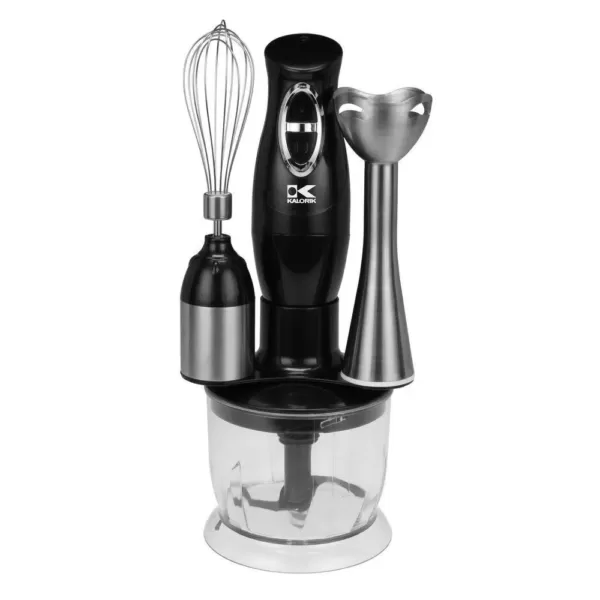 KALORIK 2-Speed Black Stainless Steel Hand Mixer with Food Chopper Attachment