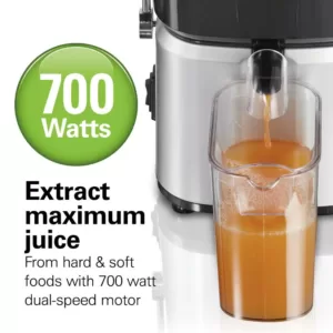 Hamilton Beach 700-Watt 30 oz. Black and Stainless Steel Centrifugal Juice Extractor with Whole Fruit Feed Tube