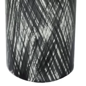 Benjara Black and White Ceramic Lidded Ginger Jar with Criss Cross Pattern