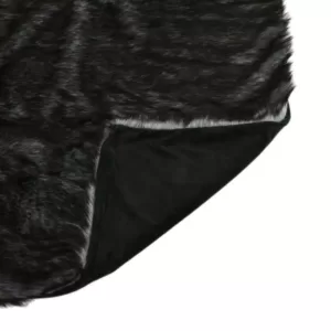 Noble House Warrin Black and White Streak Faux Fur Throw Blanket