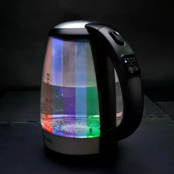 AROMA 7-Cup Black Glass Corded Electric Kettle with Digital Display