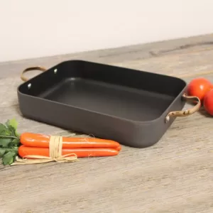 BergHOFF Ouro Hard Anodized Aluminum Black Roaster Pan with Rose Gold Handles