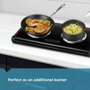 BLACK+DECKER 2-Burner 12 in. Black Hot Plate with Temperature Controls