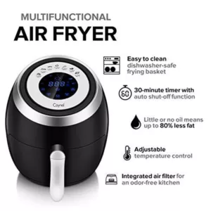 Boyel Living 4.2 qt. 1500-Watt Black 5 l Frying Pot Digital Air Fryer XL Touchscreen Double Basket