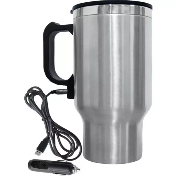 Brentwood Appliances 12-Cup Black Coffee Maker with 16 oz. Stainless Steel Heated Travel Mug and 12-Volt Car Adapter