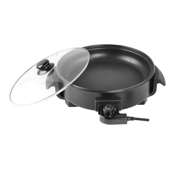 Brentwood Appliances 38 sq. in. Black Round Nonstick Electric Skillet with Vented Glass Lid