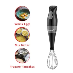 Brentwood Appliances 2-Speed Black Hand Mixer Blender and Food Processor with Balloon Whisk