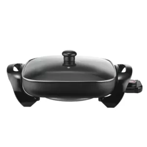 Brentwood 12 in. Black Non-Stick Electric Skillet with Glass Lid