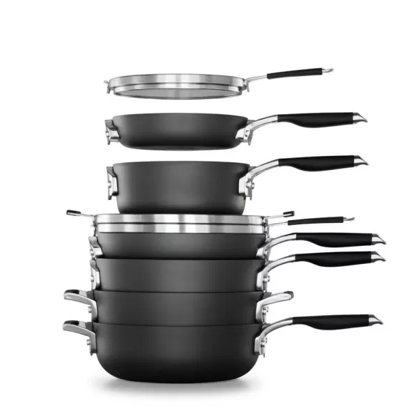 Calphalon Select Space Saving 9-Piece Hard-Anodized Aluminum Nonstick Cookware Set in Black