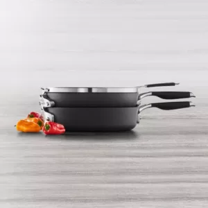 Calphalon Select Space Saving 3-Piece Hard-Anodized Aluminum Nonstick Cookware Set in Black