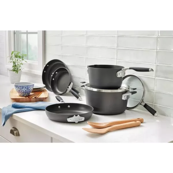 Calphalon Select Space Saving 3-Piece Hard-Anodized Aluminum Nonstick Cookware Set in Black