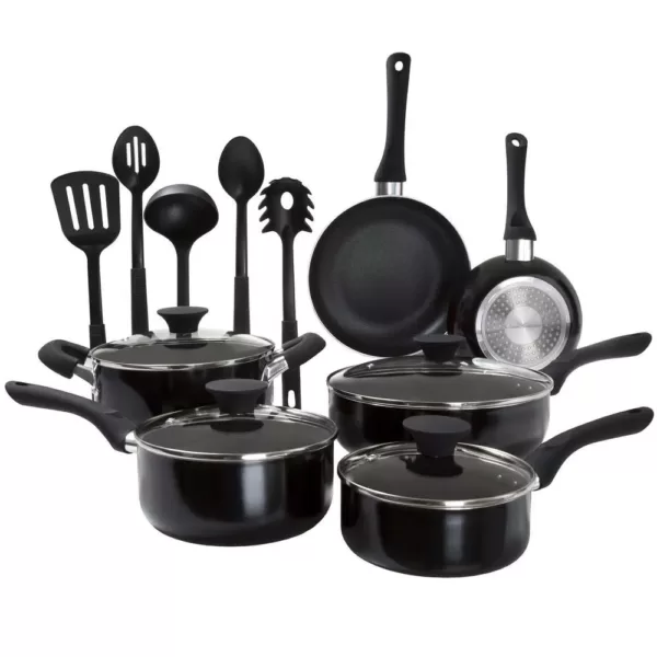 Classic Cuisine Allumi-Shield 15-Piece Aluminum Nonstick Cookware Set in Black