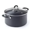 Cook N Home 6 qt. Round Hard-Anodized Aluminum Nonstick Casserole Dish in Black with Glass Lid