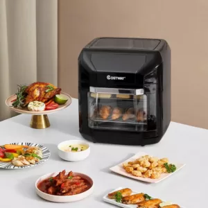 Costway 10.6 Qt. Black Air Fryer with Rotisserie