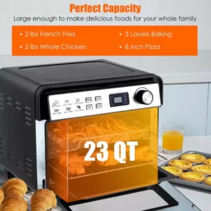 Costway 23 qt. Black 12-in-1 Air Fryer Oven with Rotisserie