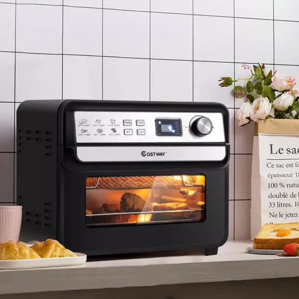 Costway 23 qt. Black 12-in-1 Air Fryer Oven with Rotisserie